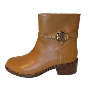 Tory Burch Miller Ankle Boot Leather Logo 45mm Brown Tan 8.5